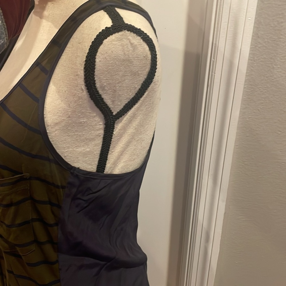 EUC Eight Sixty Olive Green and Navy Blue Striped Tank Top Size small - Picture 3 of 7